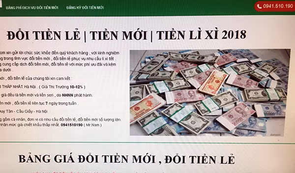 Nhiều trang web công khai đổi tiền lẻ, tiền mới ăn chênh lệch Nhiều trang web công khai đổi tiền lẻ, tiền mới ăn chênh lệch