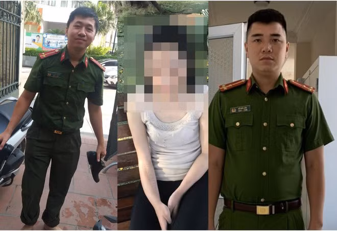 Hai đồng chí Khánh và Lưu, cán bộ Công an quận Tây Hồ kịp thời cứu người phụ nữ bị đuối nước dưới hồ Tây