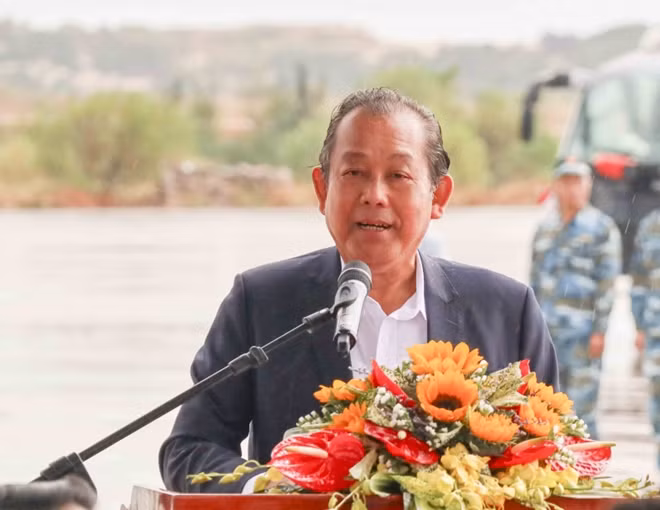 Phó Thủ tướng Thường trực Trương Hòa Bình phát biểu chỉ đạo tại cuộc diễn tập.