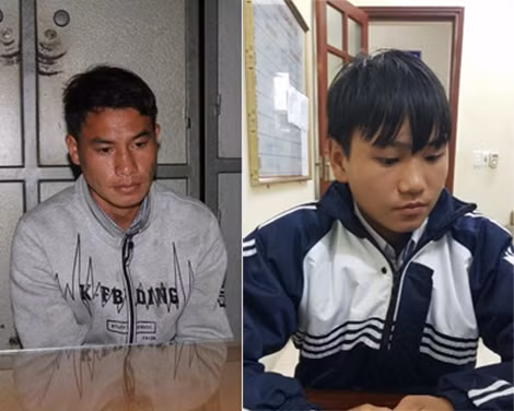 Đối tượng Nhà và Lý Láo Lủ tại cơ quan Công an.