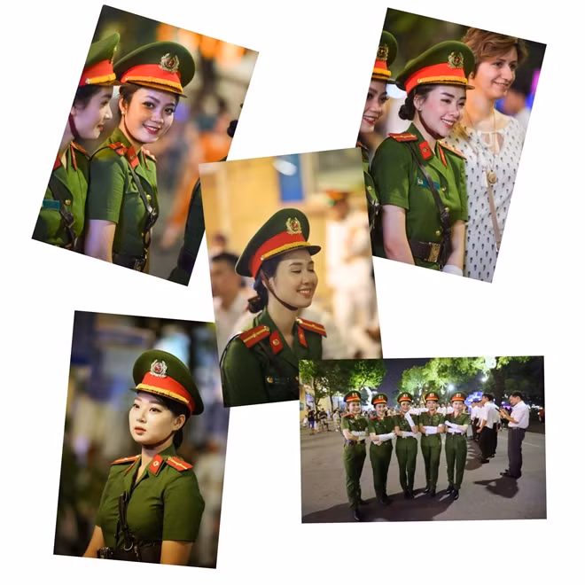 Những nữ chiến sĩ CAND xinh đẹp trong một ngày cuối tuần đặc biệt nơi phố đi bộ Hồ Gươm.