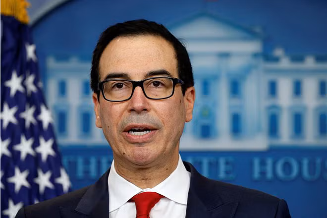 Bộ trưởng Tài chính Mỹ Steven Mnuchin nhấn mạnh các lệnh trừng phạt phía Mỹ hoàn toàn phù hợp với nghị quyết của HĐBA. Ảnh: Rtr