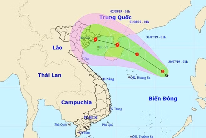 Hướng đi của Bão số 3.