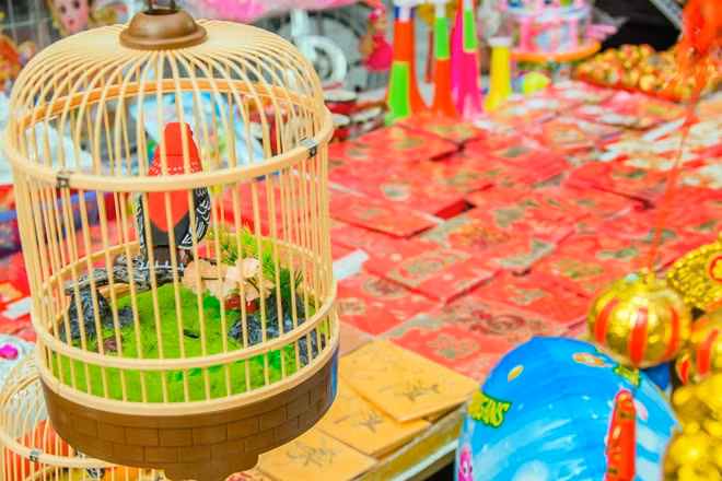 Món đồ chơi khá lạ mắt năm nay là lồng chim điện tử được sản xuất tương đối giống như thật thu hút rất đông trẻ em tới.