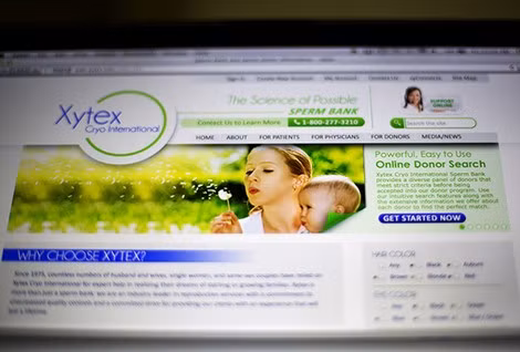 Trang web của Ngân hàng tinh trùng Xytex.