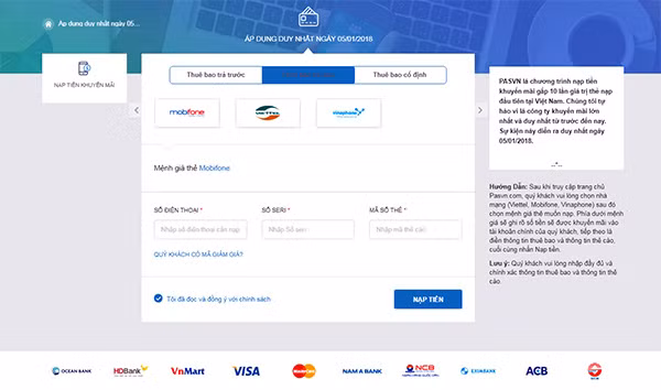 Giao diện trang web lừa đảo nạp thẻ.