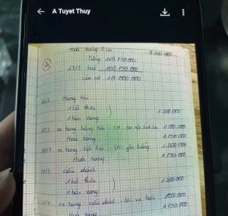 Sổ sách các dịch vụ hoả táng được ghi theo ngày và gửi cho bà Tuyết.