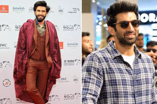 Hai ngôi sao Bollywood Ranveer Singh (trái) và Aditya Kapoor (phải) từng gặp Sheikh Hamad Isa Ali al-Khalifa hồi năm 2016. ảnh: Standard