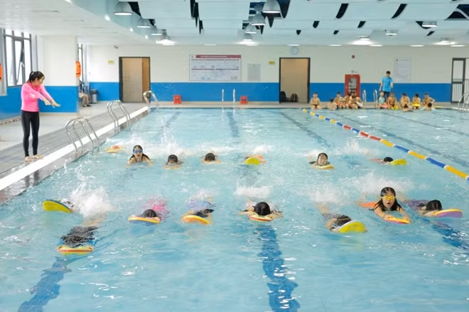 Hai bể bơi đáp ứng chương trình học Thể chất cho học sinh Tiểu học và Trung học. Nước được xử lý qua 2 hệ thống lọc chuyên dụng, lọc tuần hoàn liên tục. Tất cả học sinh trường PTLC Vinschool Central Park đều được học bơi trong chương trình Giáo dục thể chất chính khóa.