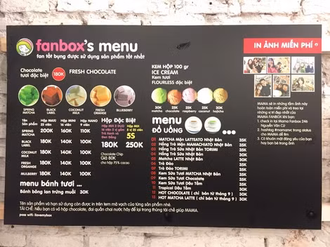 Menu cửa hàng không người bán.
