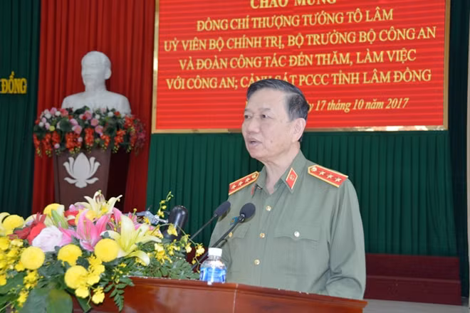 Thượng tướng Tô Lâm phát biểu chỉ đạo Công an, Cảnh sát PCCC Lâm Đồng