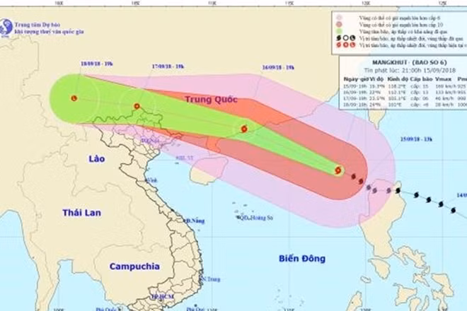 Hướng đi của bão số 6.