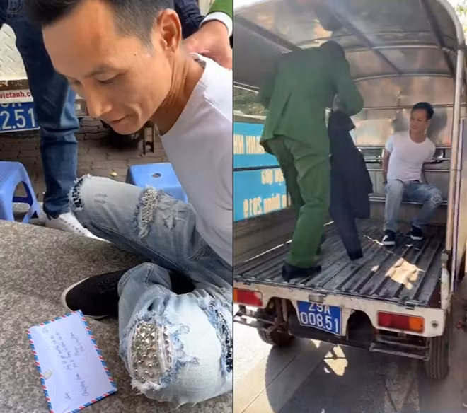 Đối tượng Chử Quang Nam bị bắt giữ với gói ma túy trong người.