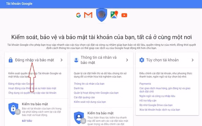 Bạn hãy vào cài đặt của tài khoản gmail, chọn Đăng nhập và bảo mật rồi truy cập vào mục Ứng dụng có quyền truy cập vào tài khoản. Tại đây, bạn sẽ nhìn thấy danh sách các ứng dụng đã cấp quyền từ ngày mở Gmail: