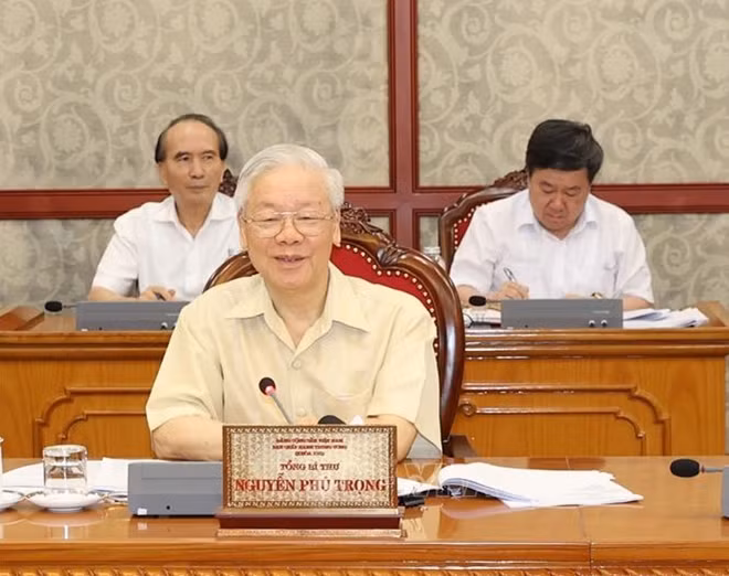 Tổng Bí thư Nguyễn Phú Trọng phát biểu tại cuộc họp. Ảnh: Trí Dũng/TTXVN