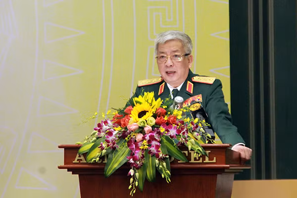 Thứ trưởng Nguyễn Chí Vịnh phát biểu tại Lễ công bố Sách trắng Quốc phòng Việt Nam năm 2019