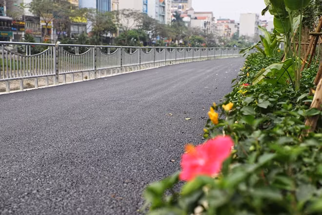 Những hàng cây xanh tươi, hoa được trồng mới đang đâm trồi nẩy lộc trong tiết trời cuối xuân.