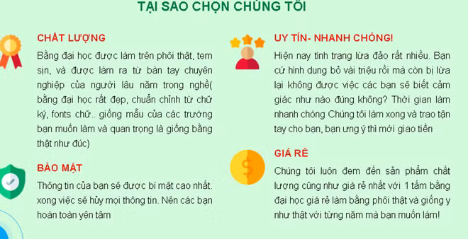 Cam kết uy tín cùng đặc quyền đặc lợi của người mua bằng.