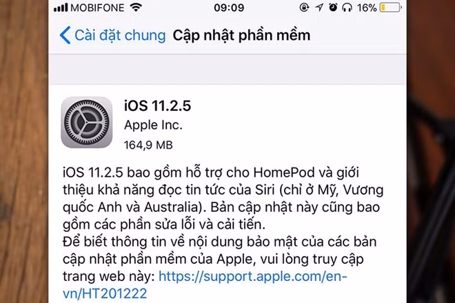 Bản cập nhật mới Apple.