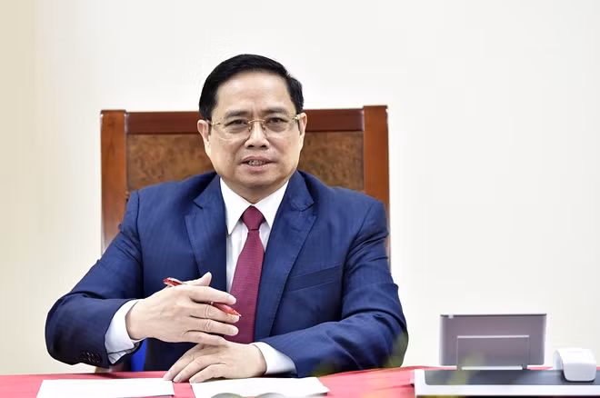 Thủ tướng Chính phủ Phạm Minh Chính điện đàm với Thủ tướng Trung Quốc Lý Khắc Cường - Ảnh: VGP/Nhật Bắc