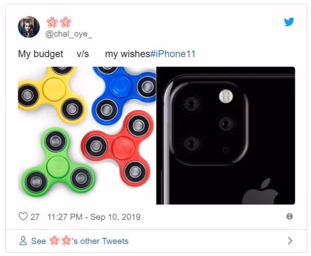 Cụm camera trên iPhone 11 giống như một cái fidget spinner.