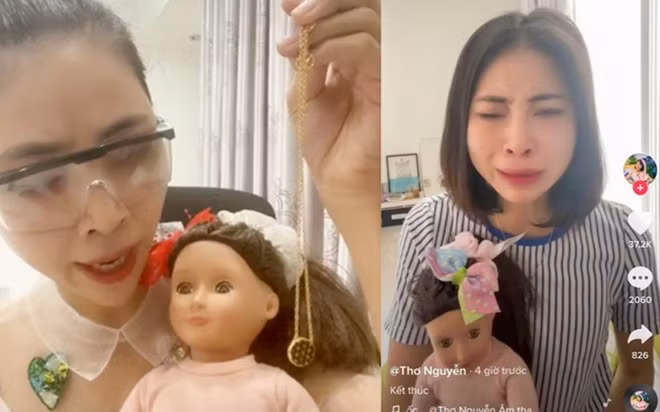 Clip Thơ Nguyễn dùng búp bê xin vía học giỏi cho trẻ em , ảnh cắt từ clip