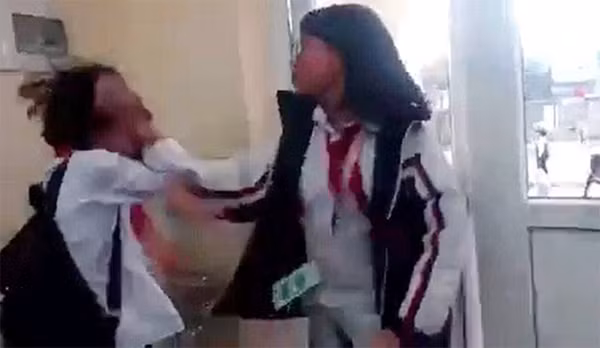Hình ảnh nữ học sinh đánh bạn túi bụi cắt từ clip. Hình ảnh nữ học sinh đánh bạn túi bụi cắt từ clip.