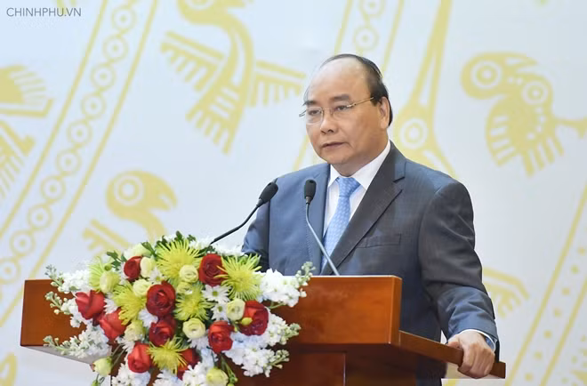 Thủ tướng Nguyễn Xuân Phúc phát biểu tại Hội nghị. Ảnh: VGP/Quang Hiếu