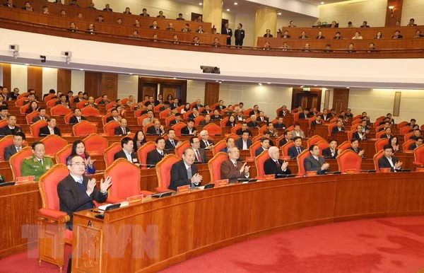 Tổng Bí thư, Chủ tịch nước Nguyễn Phú Trọng và các đại biểu dự hội nghị. (Ảnh: Trí Dũng/TTXVN)