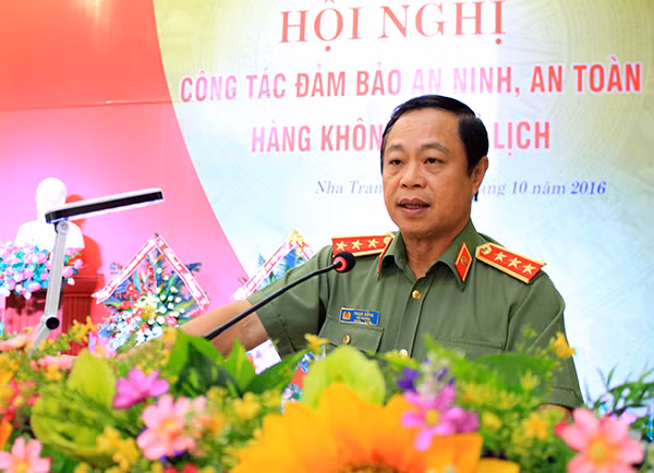 Thượng tướng Phạm Dũng, Thứ trưởng Bộ Công an phát biểu khai mạc hội nghị.