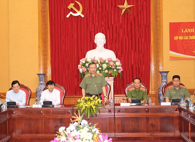 Bộ trưởng Tô Lâm phát biểu tại buổi tiếp.