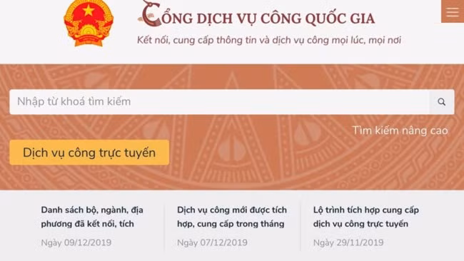 Cổng dịch vụ Công quốc gia.