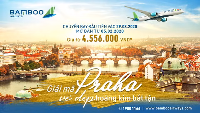 Giá vé đường bay thẳng Việt Nam – Cộng hòa Séc do Bamboo Airways khai thác có giá chỉ từ hơn 4,5 triệu/chiều Giá vé đường bay thẳng Việt Nam – Cộng hòa Séc do Bamboo Airways khai thác có giá chỉ từ hơn 4,5 triệu/chiều