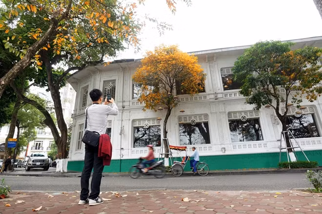 Những tán cây lộc vừng e ấp đổ lá vàng rực một góc Hồ Gươm cổ kính khiến bất cứ ai cũng phải xao xuyến ngắm nhìn để rồi vội vã lưu giữ lại những khoảnh khắc ấy như sợ nó vụt mất.