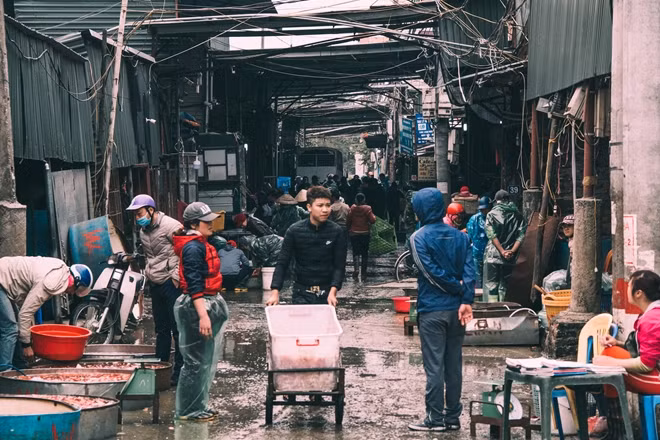 Chợ cá Yên Sở, lớn nhất Hà Nội nằm tại làng Sở Thượng (Yên Sở, Hà Nội) vào những ngày cuối năm.
