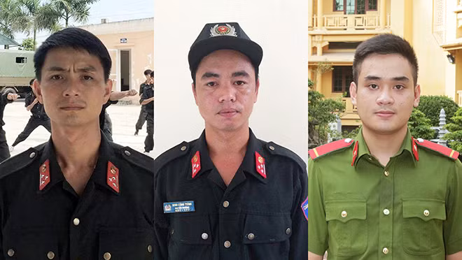 Những gương mặt trẻ tiêu biểu của tuổi trẻ CSCĐ (Từ trái qua: Thượng úy Vũ Văn Khẩu, Thượng úy Ninh Công Trình, Hạ sỹ Nguyễn Mạnh Hiệp).