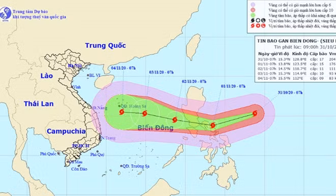 Vị trí hiện tại của Siêu bão Goni.