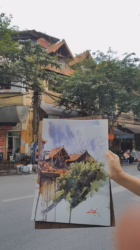 Một bức ký hoạ vừa được hoàn thành.