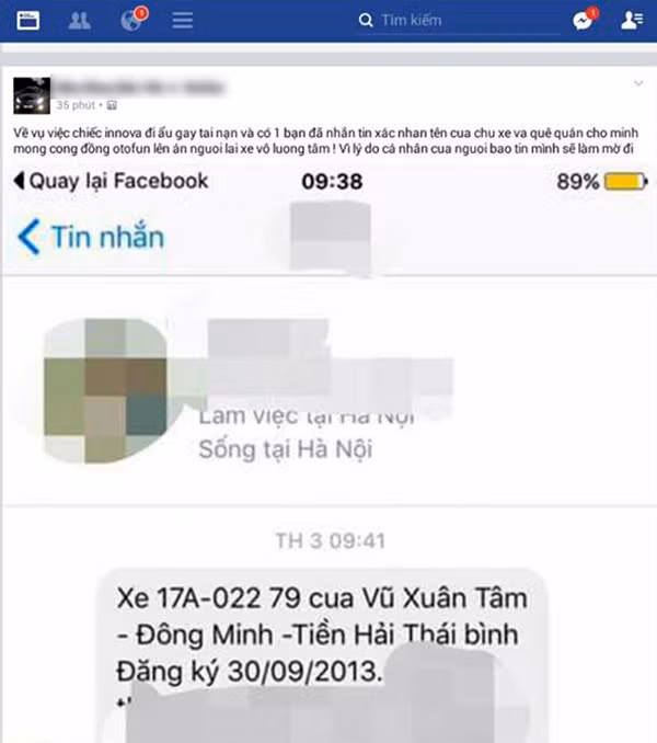 Thông tin về chủ xe được chia sẻ trên MXH.