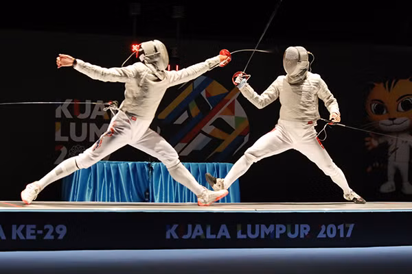 Nội dung kiếm chém nam tại SEA Games 29. Ảnh: Cung Huong Nội dung kiếm chém nam tại SEA Games 29. Ảnh: Cung Huong