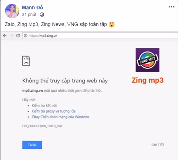 Người dùng kêu trời khi hệ thống của VNG Corp gặp sự cố.