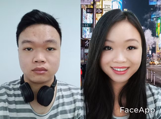 Người dùng FaceApp "chuyển giới" từ nam thành nữ.