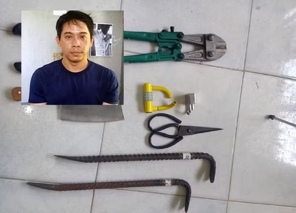 Đối tượng Tuấn cùng tang vật.