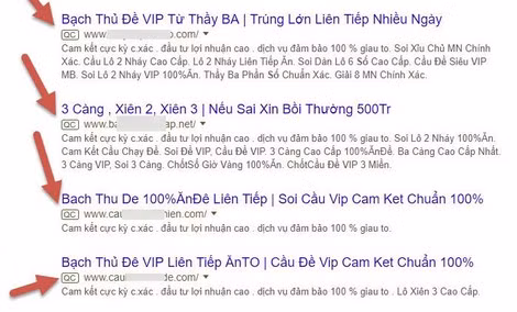 Quảng cáo cho số đề trên một số trang mạng.