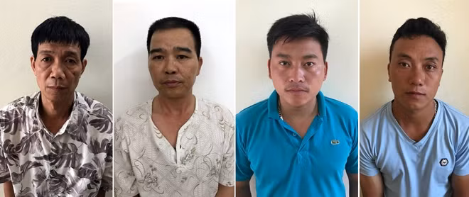 Các đối tượng Nguyễn Trọng Bình, Phạm Công Hường, Mùa A Chua và Mùa A Chìa (từ trái qua).