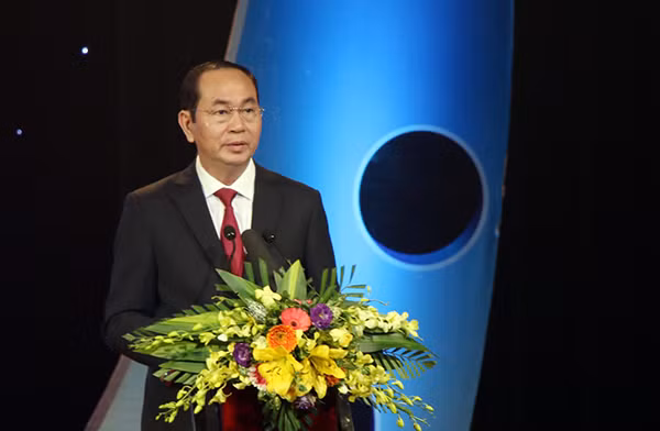 Chủ tịch nước Trần Đại Quang phát biểu tại lễ trao giải.