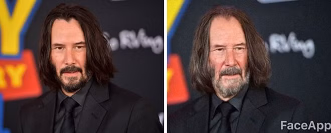 Hình ảnh diễn viên Keanu Reeves sau khi sử dụng FaceApp.