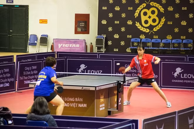 Trận chung kết đơn nữ giữa Mai Hoàng Mỹ Trang với Nguyễn Thị Nga.