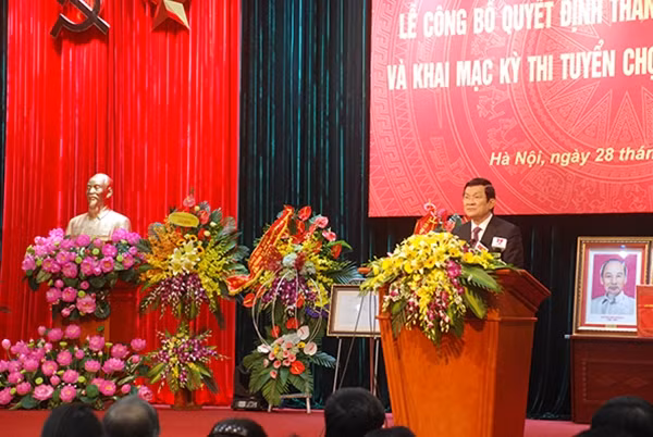 Chủ tịch nước Trương Tấn Sang phát biểu chỉ đạo tại lễ công bố.