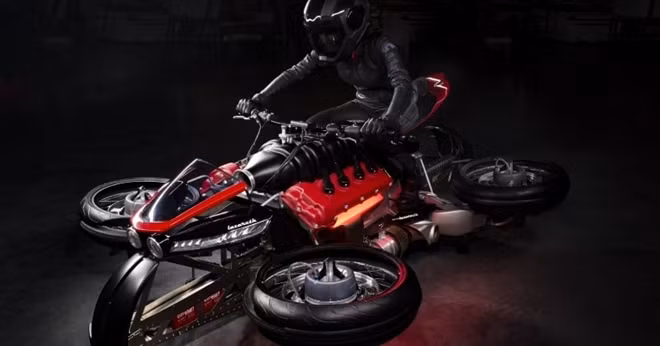 LMV 496 La Moto Volante có thể vận hành như một chiếc mô tô thông thường.